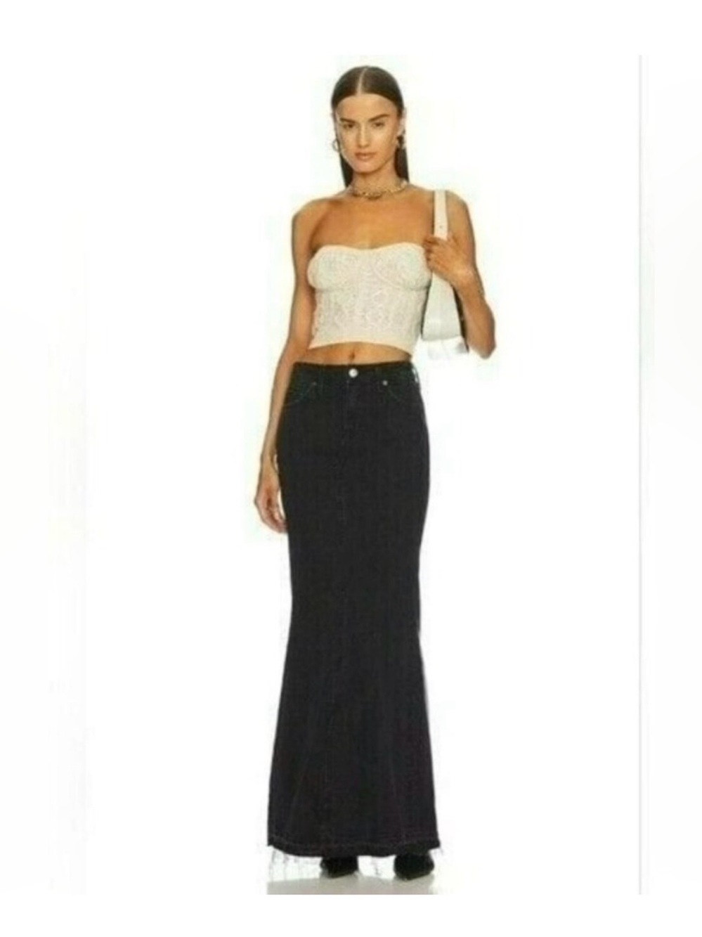 GRLFRND Denim Maxi Skirt Black